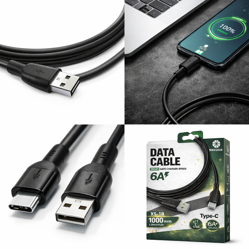 CABLE TIPO C   USB  6A 1 MT CARGA RAPIDA