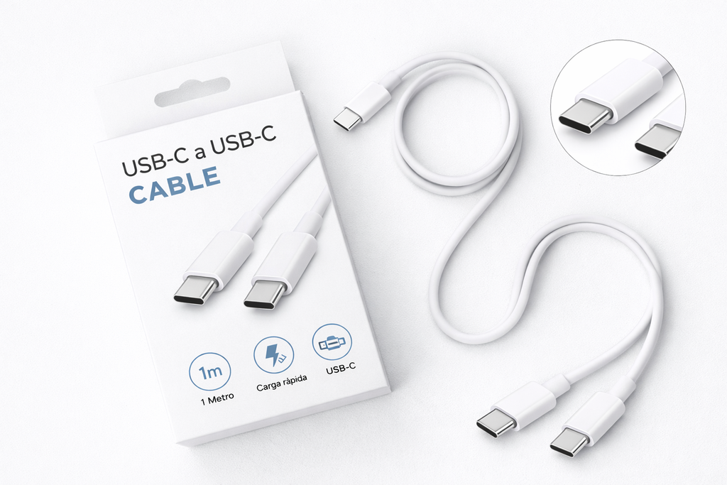 Cable USB-C a USB-C 1 Metro – Carga Rápida y Transferencia de Datos