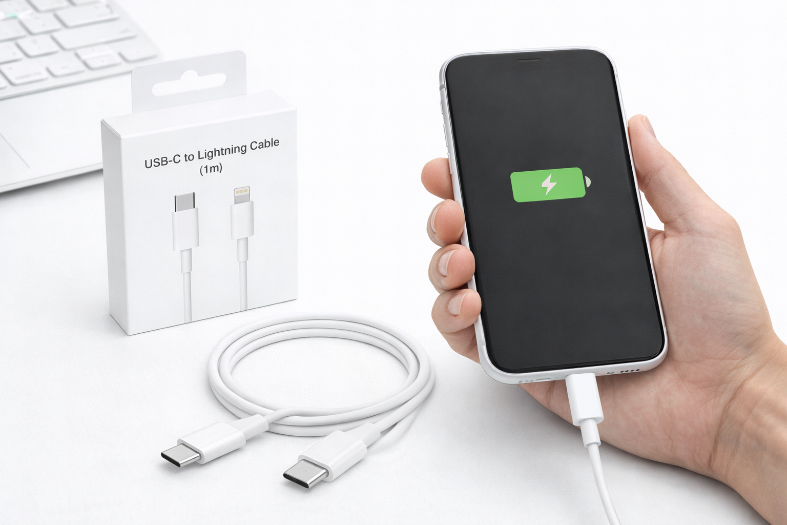 Cable USB-C a Lightning 1 Metro – Carga Rápida para iPhone (con caja)